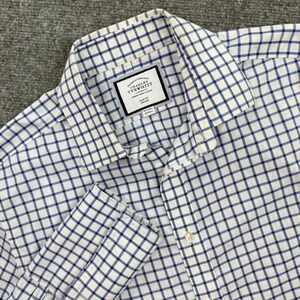 Charles Tyrwhitt Slim Fit Check Non Iron Dress Shirt 16 1/2 36 Blue White Men's